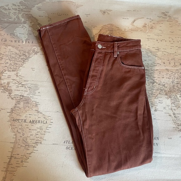 Free People -Rollas Classic Straight High Rise Regular Fit Size 26 Rust - Picture 2 of 12